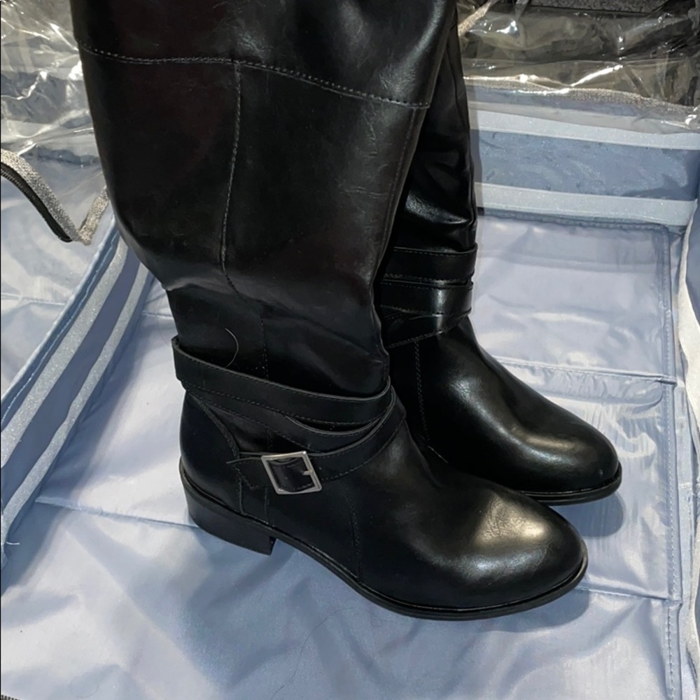 Black “leather” boots
